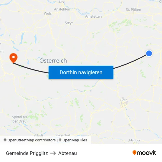 Gemeinde Prigglitz to Abtenau map