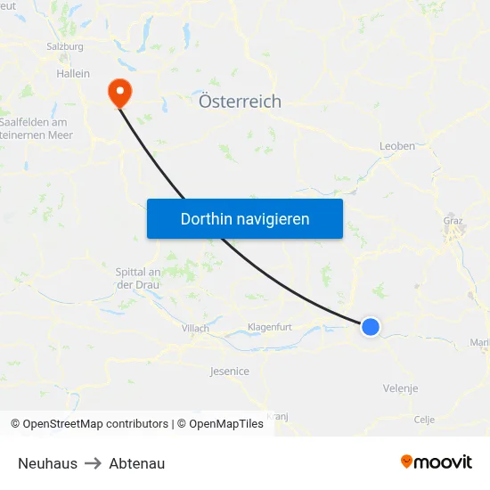 Neuhaus to Abtenau map