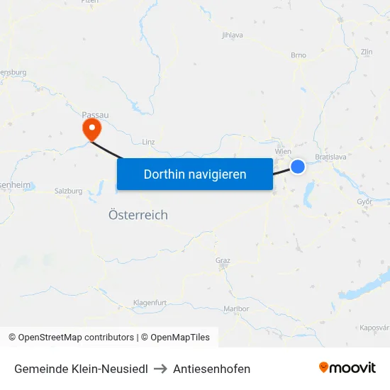 Gemeinde Klein-Neusiedl to Antiesenhofen map