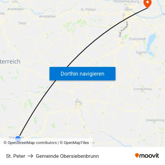 St. Peter to Gemeinde Obersiebenbrunn map