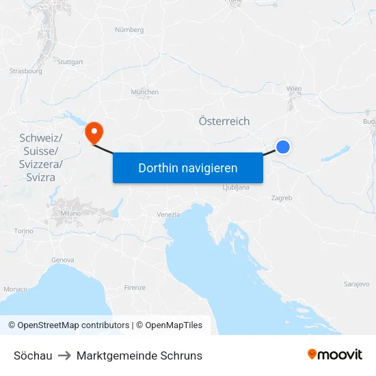 Söchau to Marktgemeinde Schruns map
