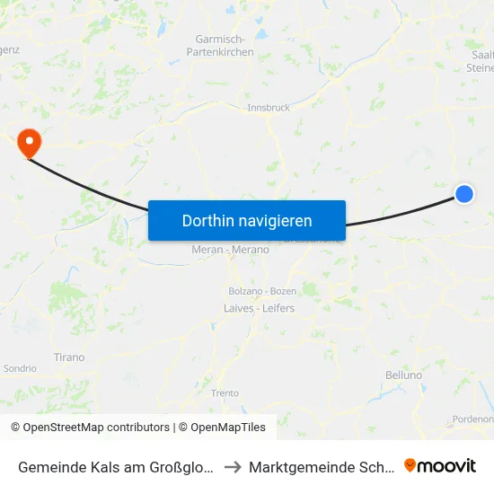 Gemeinde Kals am Großglockner to Marktgemeinde Schruns map