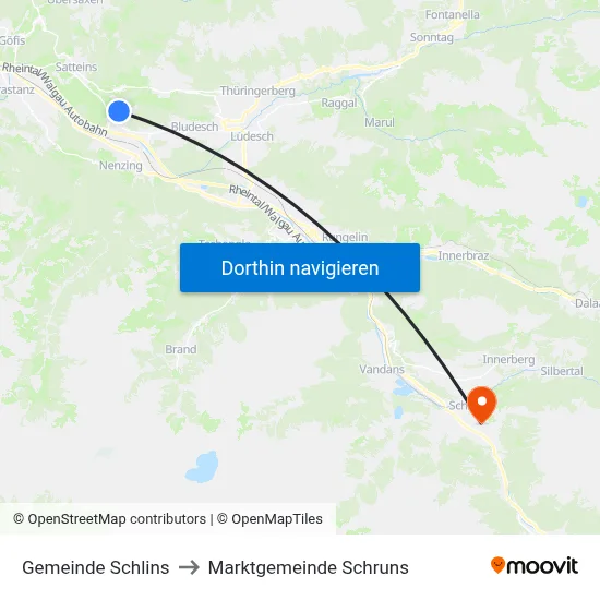 Gemeinde Schlins to Marktgemeinde Schruns map