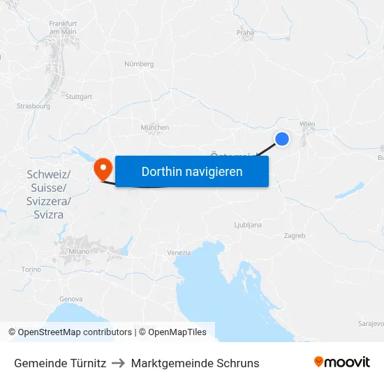 Gemeinde Türnitz to Marktgemeinde Schruns map