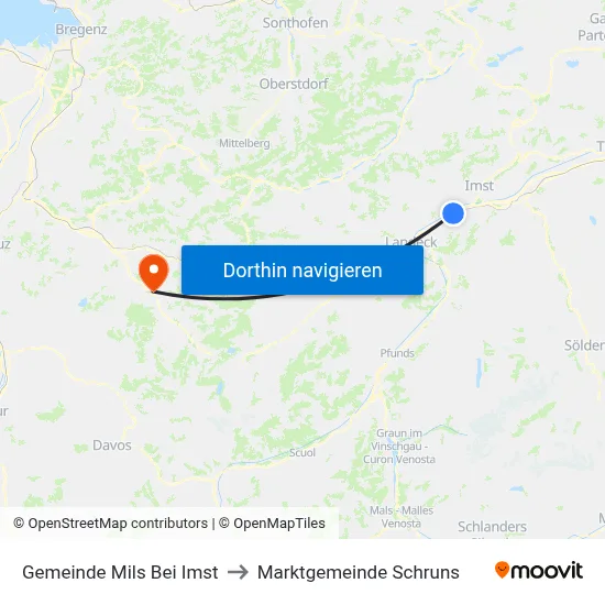 Gemeinde Mils Bei Imst to Marktgemeinde Schruns map