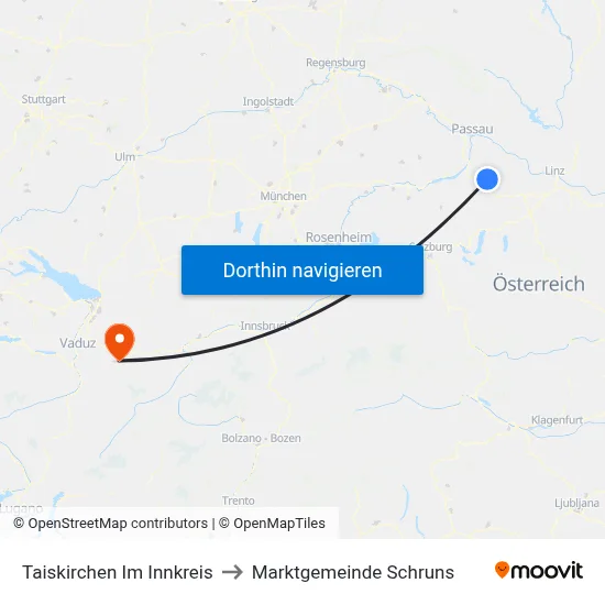 Taiskirchen Im Innkreis to Marktgemeinde Schruns map