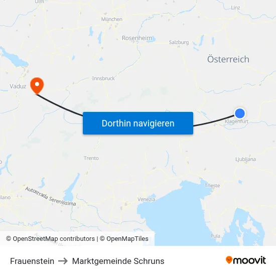 Frauenstein to Marktgemeinde Schruns map