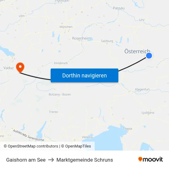 Gaishorn am See to Marktgemeinde Schruns map