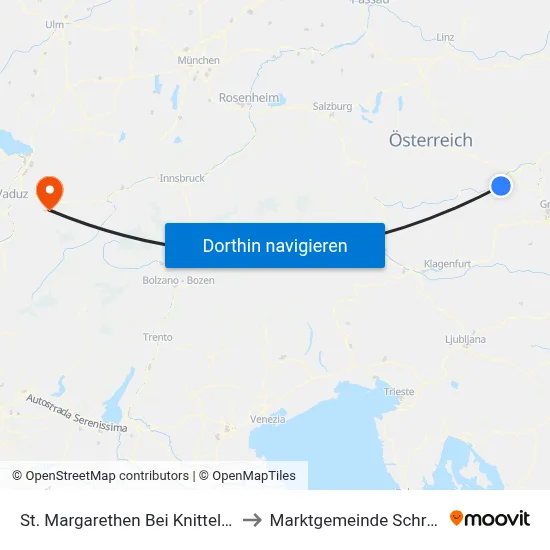 St. Margarethen Bei Knittelfeld to Marktgemeinde Schruns map