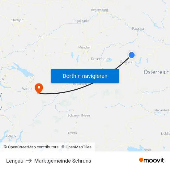 Lengau to Marktgemeinde Schruns map