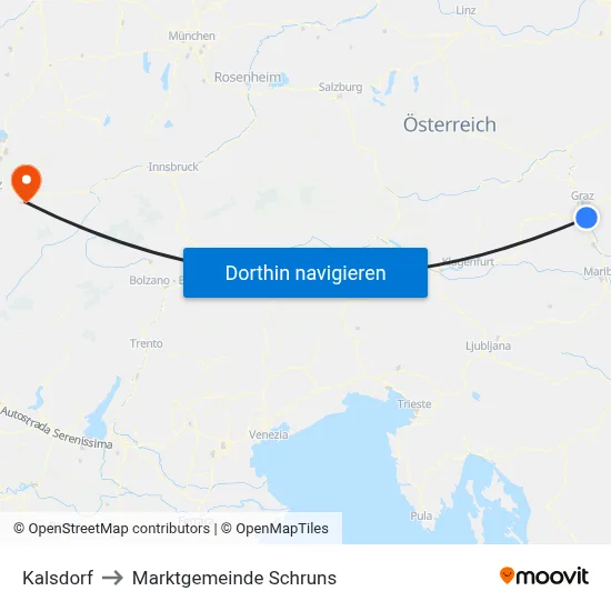 Kalsdorf to Marktgemeinde Schruns map