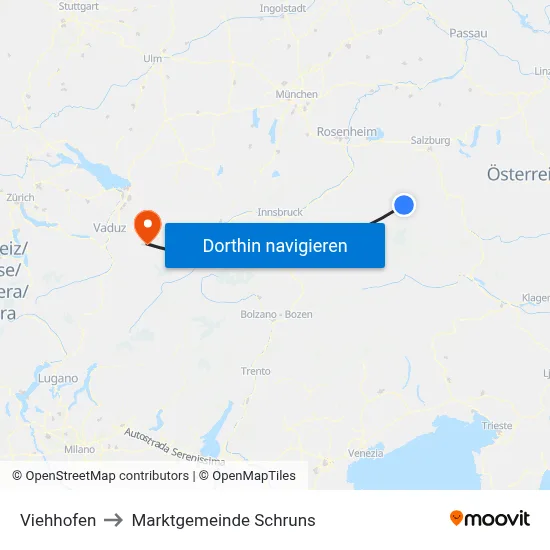 Viehhofen to Marktgemeinde Schruns map