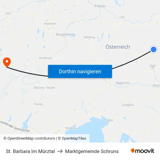 St. Barbara Im Mürztal to Marktgemeinde Schruns map