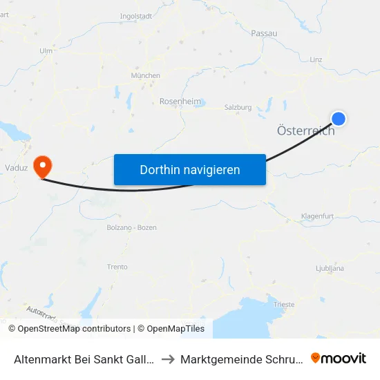 Altenmarkt Bei Sankt Gallen to Marktgemeinde Schruns map