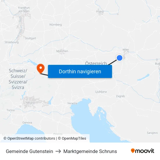 Gemeinde Gutenstein to Marktgemeinde Schruns map
