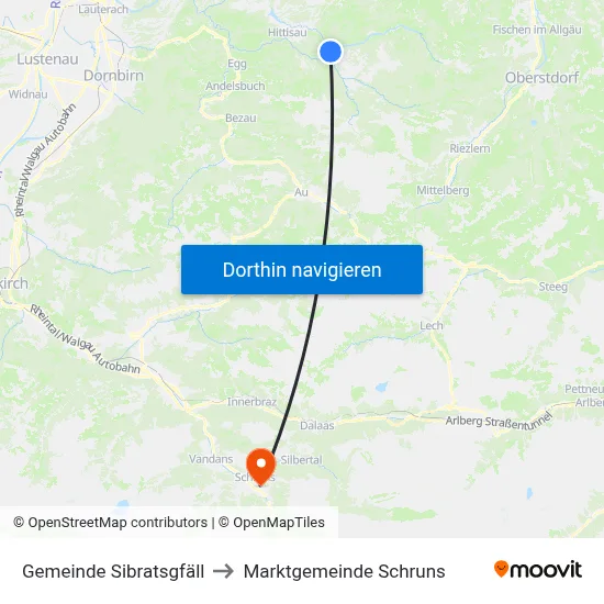 Gemeinde Sibratsgfäll to Marktgemeinde Schruns map