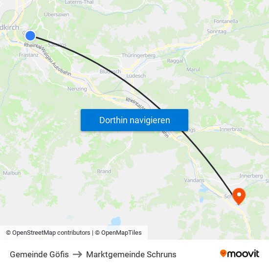 Gemeinde Göfis to Marktgemeinde Schruns map