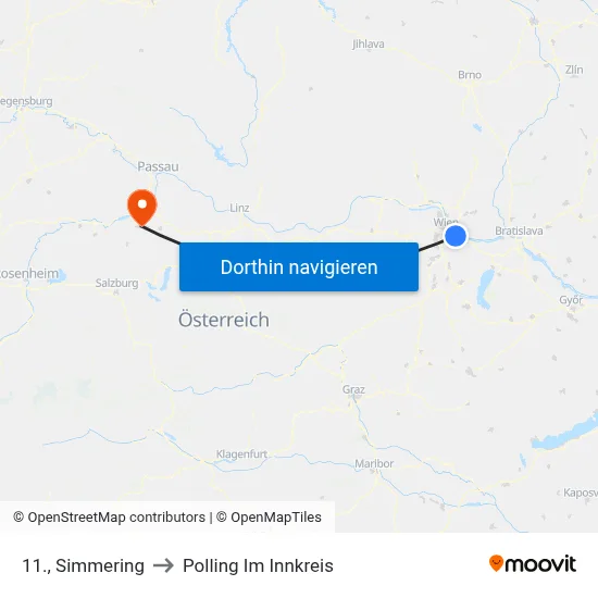 11., Simmering to Polling Im Innkreis map
