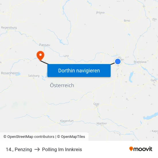 14., Penzing to Polling Im Innkreis map