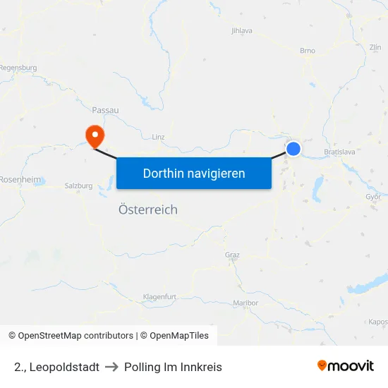 2., Leopoldstadt to Polling Im Innkreis map