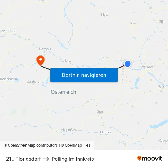 21., Floridsdorf to Polling Im Innkreis map