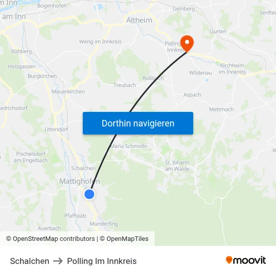 Schalchen to Polling Im Innkreis map