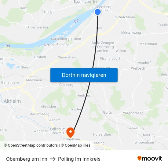 Obernberg am Inn to Polling Im Innkreis map