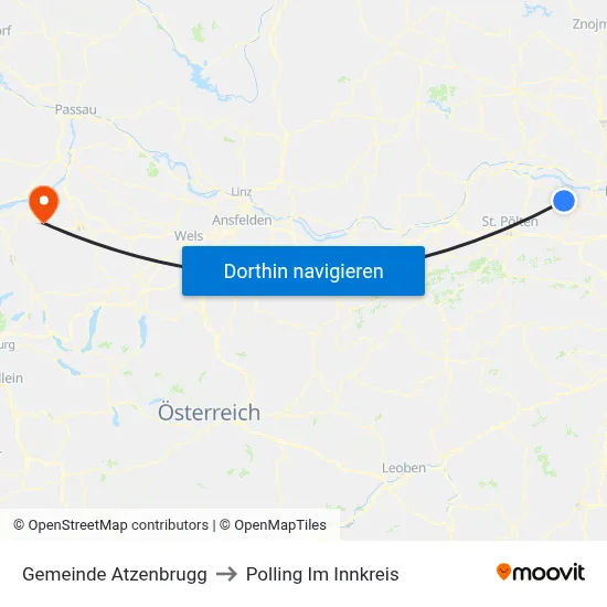 Gemeinde Atzenbrugg to Polling Im Innkreis map