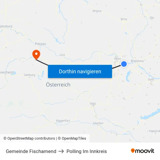 Gemeinde Fischamend to Polling Im Innkreis map