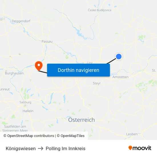 Königswiesen to Polling Im Innkreis map