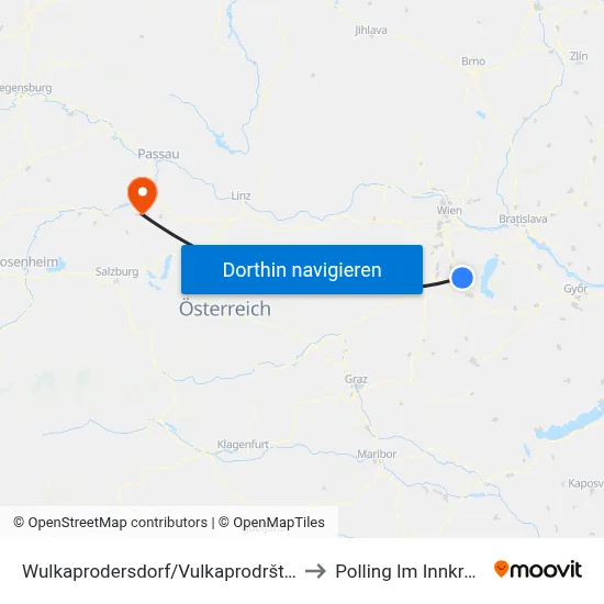 Wulkaprodersdorf/Vulkaprodrštof to Polling Im Innkreis map