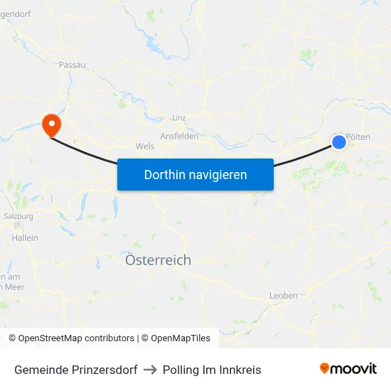 Gemeinde Prinzersdorf to Polling Im Innkreis map