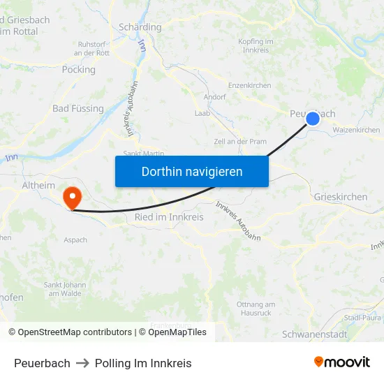 Peuerbach to Polling Im Innkreis map
