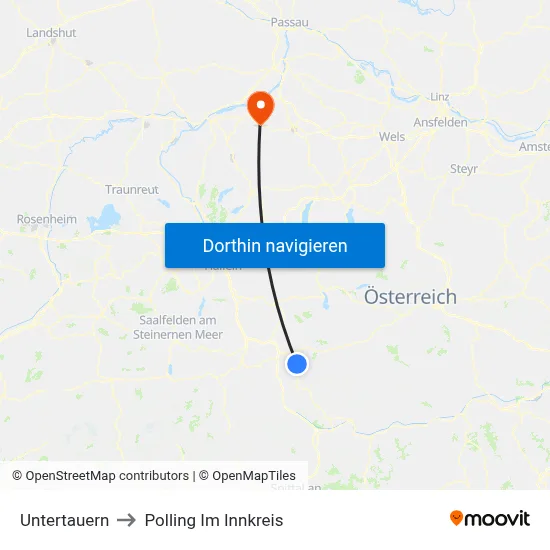 Untertauern to Polling Im Innkreis map