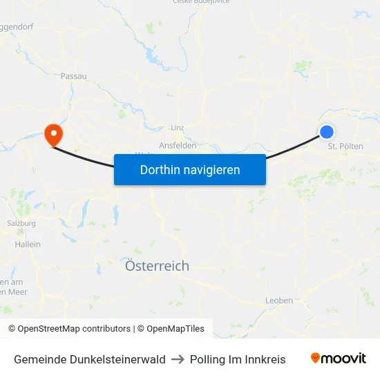 Gemeinde Dunkelsteinerwald to Polling Im Innkreis map