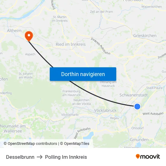 Desselbrunn to Polling Im Innkreis map