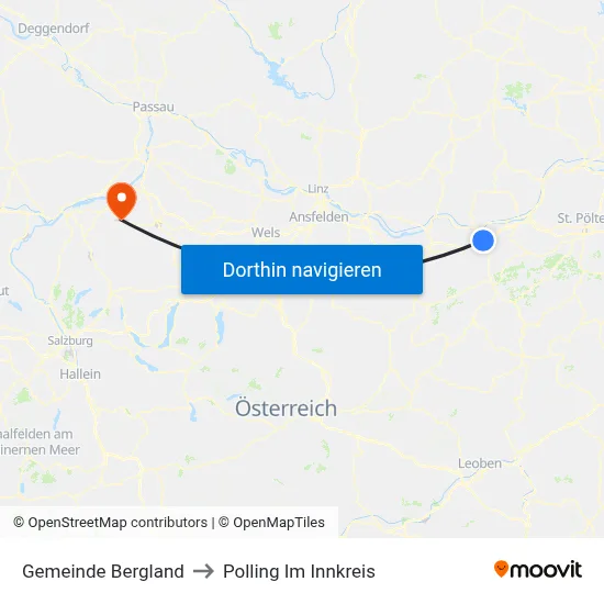 Gemeinde Bergland to Polling Im Innkreis map