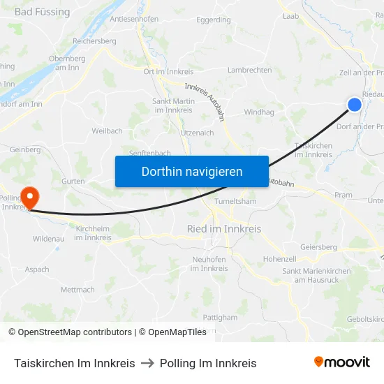 Taiskirchen Im Innkreis to Polling Im Innkreis map