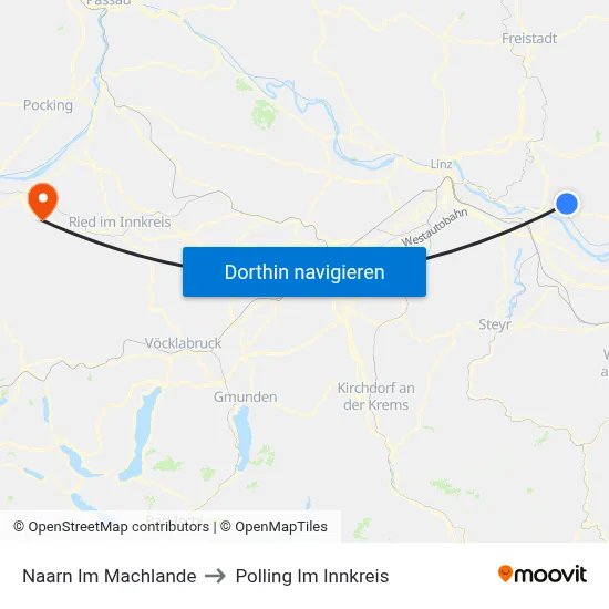 Naarn Im Machlande to Polling Im Innkreis map