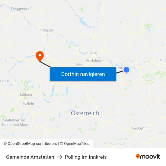 Gemeinde Amstetten to Polling Im Innkreis map