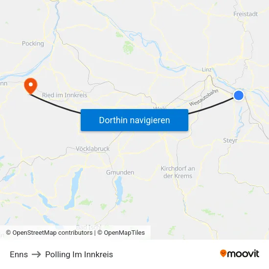 Enns to Polling Im Innkreis map