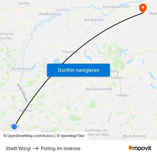 Stadt Wörgl to Polling Im Innkreis map