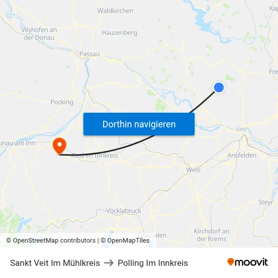 Sankt Veit Im Mühlkreis to Polling Im Innkreis map