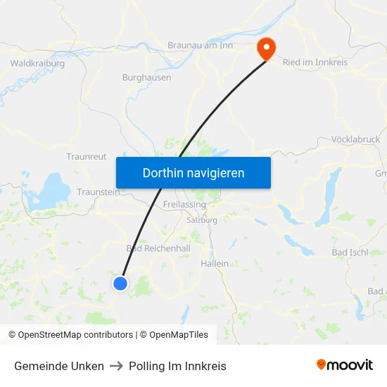 Gemeinde Unken to Polling Im Innkreis map