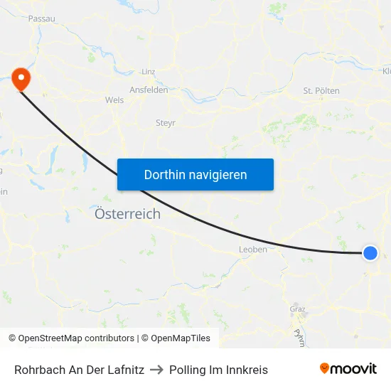Rohrbach An Der Lafnitz to Polling Im Innkreis map