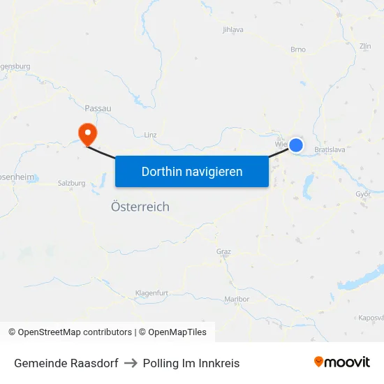Gemeinde Raasdorf to Polling Im Innkreis map