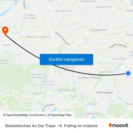 Steinerkirchen An Der Traun to Polling Im Innkreis map