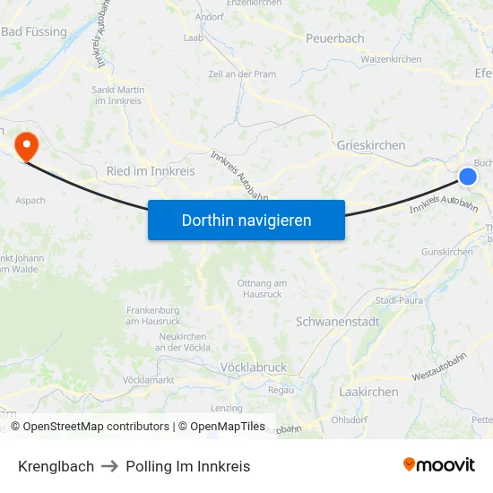 Krenglbach to Polling Im Innkreis map