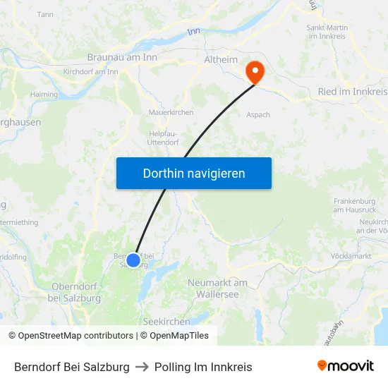 Berndorf Bei Salzburg to Polling Im Innkreis map