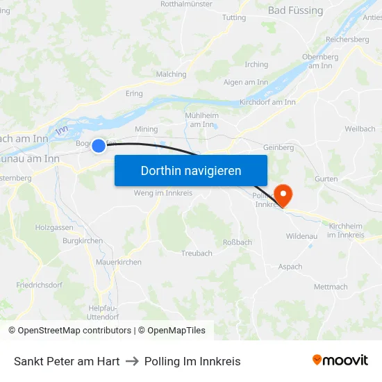 Sankt Peter am Hart to Polling Im Innkreis map